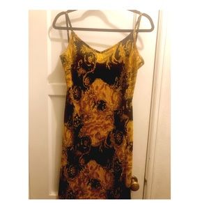 Vintage Black & Gold Slip Dress
